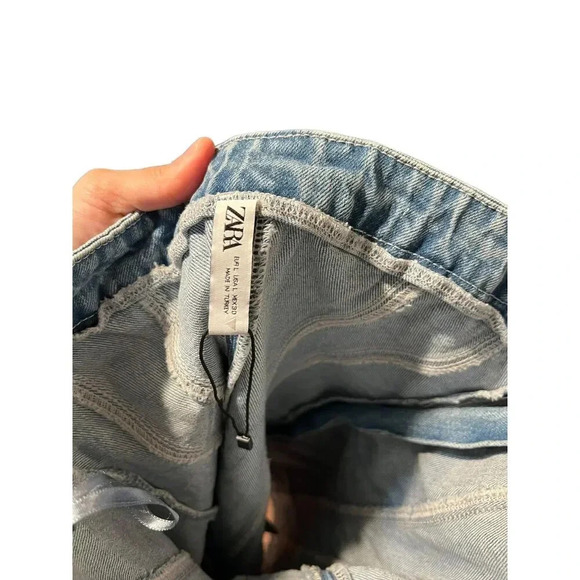 Zara DENIM BANDEAU DRESS  Size Large - Picture 4 of 10